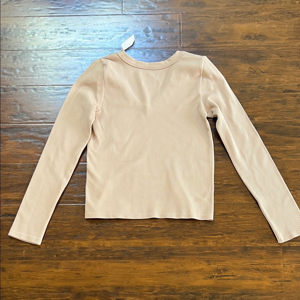 NWT No Boundaries Ribbed V-Neck Long Sleeve Top - Nude/Light Brown Size XL - Picture 4 of 4